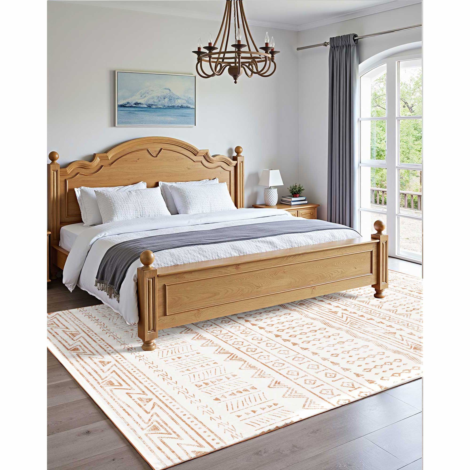 Large Area Rug 6 X 9 Ft Anti-Skid And Tear-Resistant Floor Mat Modern Beige_maomaolike.com
